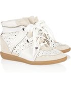 Isabel Marant Betty Leather and Suede Wedge Sneakers - Lyst