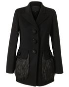 Marc Jacobs Tailored Wool Coat with Faux Fur Pockets - Lyst