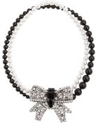 Miu Miu Crystal Bow Glass Pearl Necklace - Lyst