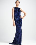 Badgley Mischka Burnout Velvet Gown - Lyst