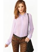 Nasty Gal Triangle Studded Blouse Lilac - Lyst