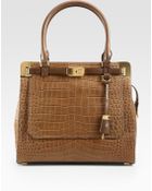 Michael Kors Crocodile Embossed Leather Satchel - Lyst