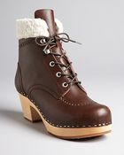 Swedish Hasbeens Lace Up Clog Booties Ice Baby - Lyst