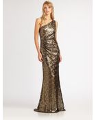 David Meister Asymmetrical Sequin Gown - Lyst