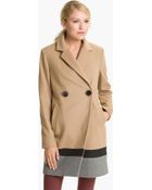 Vince Camuto Colorblocked Wool Blend Coat - Lyst