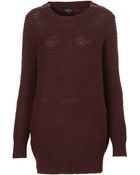 Topshop Knitted Zip Shoulder Jumper - Lyst
