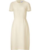 Valentino Ivory Silk Dress with Matelassé Sleeves - Lyst