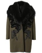 Revillon Embroidered Wool Leather and Fur Coat - Lyst