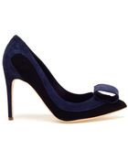Rupert Sanderson Suede Pumps with Structured Bow - Lyst
