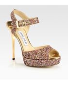 Jimmy Choo Linda Glitter Platform Sandals - Lyst