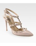 Valentino Patent Leather Rockstud Slingback Pumps - Lyst