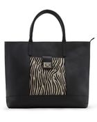 Mango Touch Animal Print Panel Leather Tote - Lyst