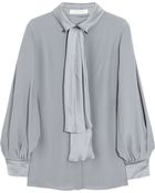 Chloé Silk Crepe Pussy-Bow Blouse - Lyst
