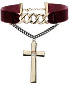 Topshop Velvet Cross Choker Necklace - Lyst