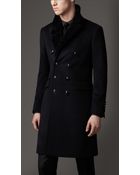 Burberry Shearling Collar Chesterfield Coat - Lyst