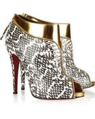 Christian Louboutin Leather and Water Snake Ankle Boots - Lyst