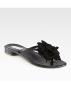 Manolo Blahnik Patricia Suede Flower Thong Sandals - Lyst