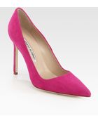 Manolo Blahnik Bb Suede Point-Toe Pumps - Lyst