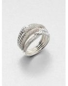 David Yurman Diamond Sterling Silver Ring - Lyst