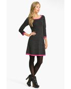 Eliza J Stripe Contrast Trim Sweater Dress - Lyst