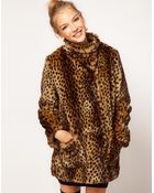 ASOS Collection Asos Longline Animal Fur Coat - Lyst