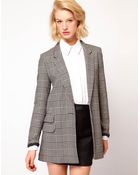 Asos Check Longline Blazer - Lyst