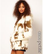 Asos Faux Fur Coat with Zip Front - Lyst