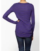 Splendid Charcoal Stripe Thermal Henley - Lyst