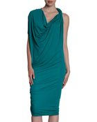 Lanvin Asymmetric Twist Sleeve Dress - Lyst