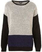 Topshop Knitted Colour Block Grunge Jumper - Lyst