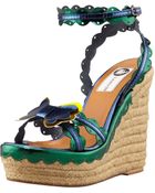 Lanvin Scalloped Metallic Leather Wedge Espadrille - Lyst