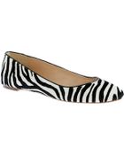 black and white striped ballet flats