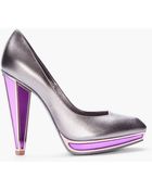 Saint Laurent Silver Mirrored Vanda Pump - Lyst