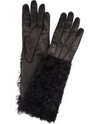 Dolce & Gabbana Leather and Shearling Gloves - Lyst