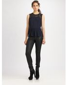 Rebecca Taylor Lace Peplum Top - Lyst