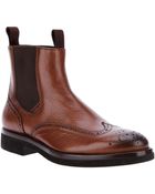 Santoni Brogue Chelsea Boot - Lyst