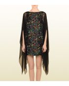 Gucci Flower Print Silk Georgette Kaftan Dress - Lyst