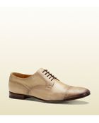 Gucci Cream Leather Brogue Laceup Shoe - Lyst