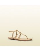 Gucci Anita Metallic Leather and Suede Flat Thong Sandal - Lyst