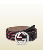 Gucci Ribbon Belt with Interlocking G Buckle - Lyst