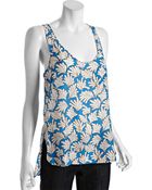 Diane von Furstenberg Blue Fern Printed Silk Velena Tank - Lyst