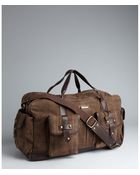 John Varvatos Washed Suede and Leather Large Duffel Bag - Lyst