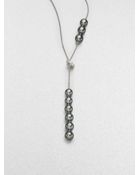 Mikimoto Round Green Cultured Pearl Diamond Lariat Necklace - Lyst
