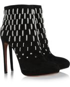 Alaïa Metalembellished Suede Boots - Lyst