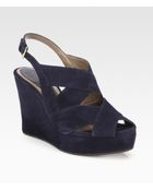 Marni Suede Banded Wedge Sandals - Lyst