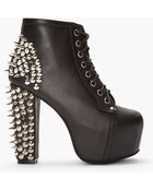 Jeffrey Campbell Black Leather Spiked Lita Boots - Lyst