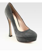 Miu Miu Suede Platform Pumps - Lyst