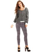Free People Printed Velvet Skinny Trousers - Lyst