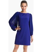 Eliza J Pleated Blouson Sleeve Shift Dress - Lyst