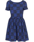 Topshop Grid Print Flippy Dress - Lyst